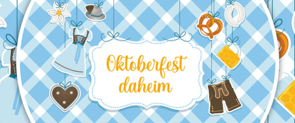 Brezeln, Dirndl hängen an einer Leine zum Oktoberfest